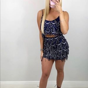COPY - 2 piece fringe sequin skirt set